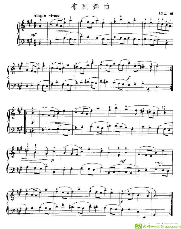 布列舞曲手风琴谱(J·S·巴赫作曲)
