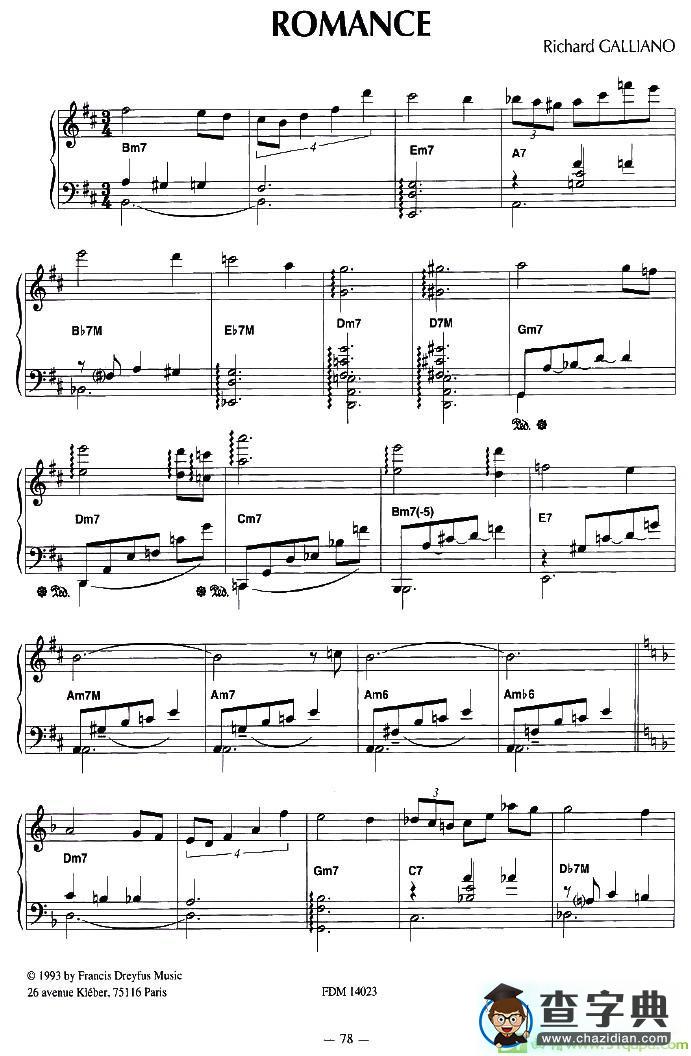 ROMANCE手风琴谱(理查德·加里亚诺（Richard作曲)
