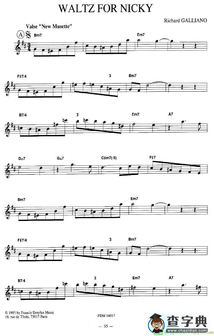 WALTZ FOR NICKY手风琴谱(理查德·加里亚诺（Richard作曲)