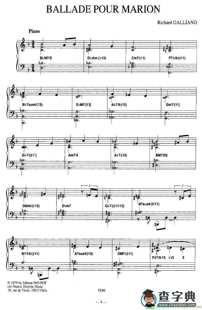 BALLADE FOUR MARION手风琴谱(理查德·加里亚诺（Richard作曲)