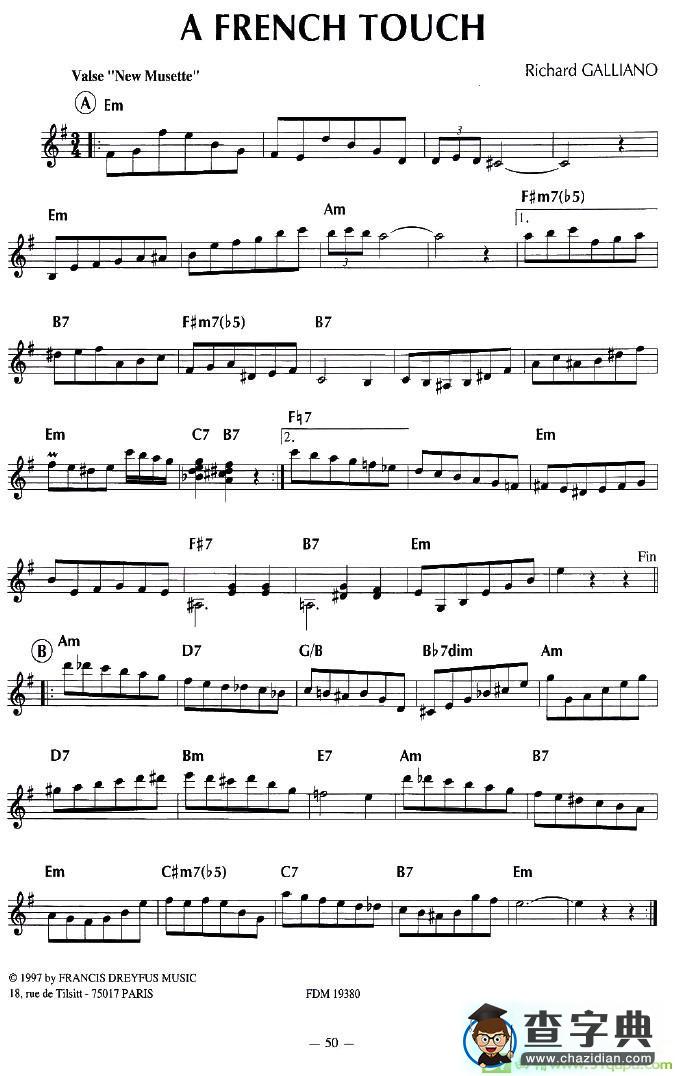 A FRENCH TOUCH手风琴谱(理查德·加里亚诺（Richard作曲)