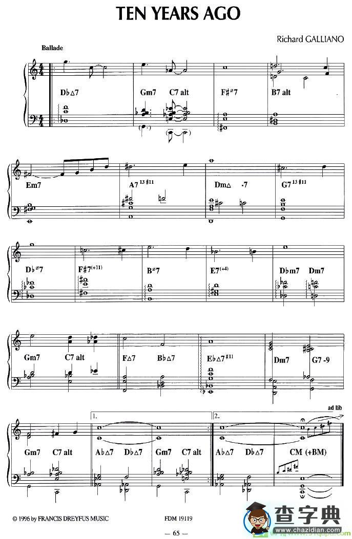 TEN YEARS AGO手风琴谱(理查德·加里亚诺（Richard作曲)