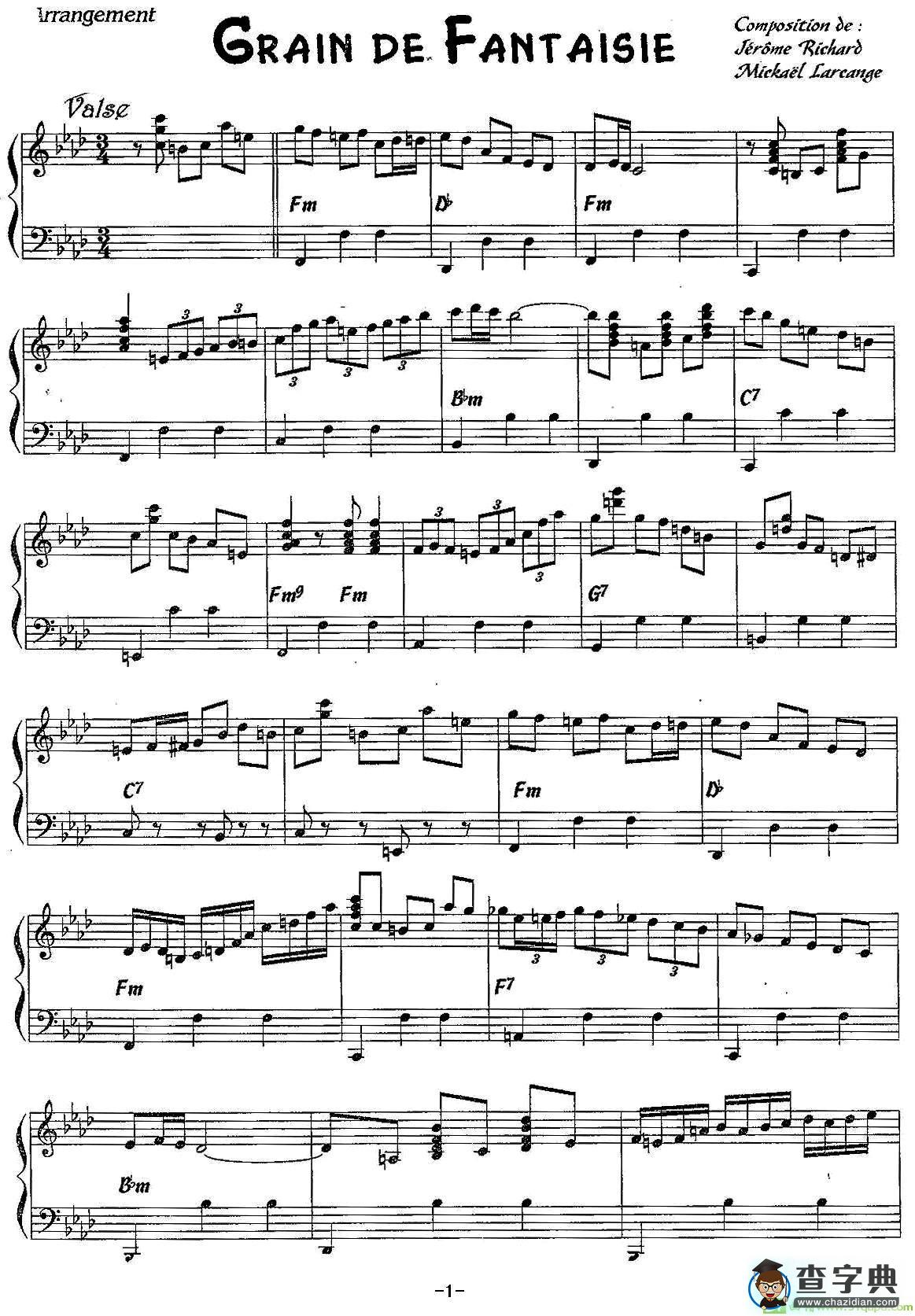 Grain de Fantaisie手风琴谱(杰龙.理查作曲)