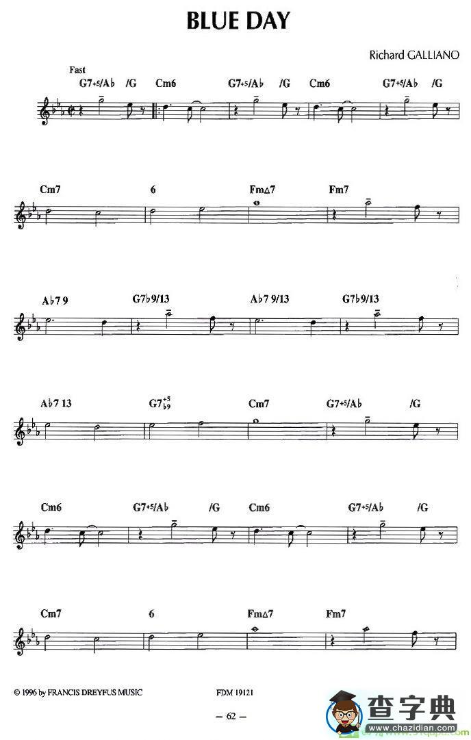 BLUE DAY手风琴谱(理查德·加里亚诺（Richard作曲)