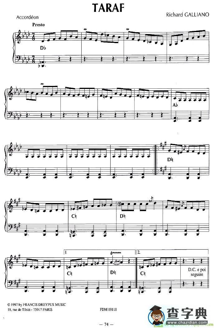 TARAF手风琴谱(理查德·加里亚诺（Richard作曲)