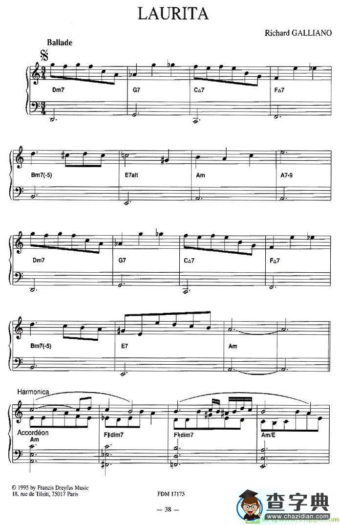LAURITA手风琴谱(理查德·加里亚诺（Richard作曲)