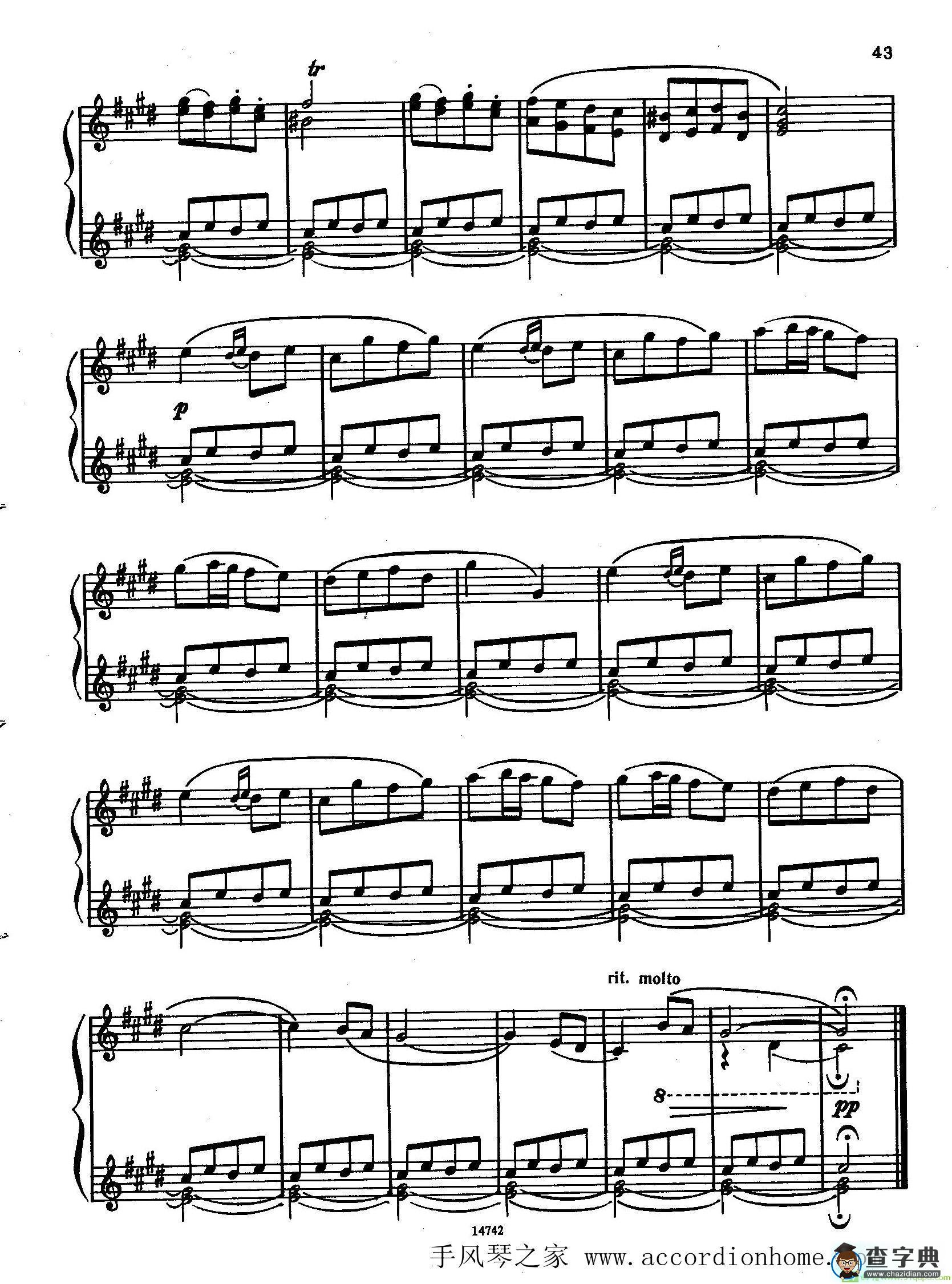 佐罗塔耶夫-六首儿童组曲之三手风琴谱([前苏联]佐罗塔耶夫作曲)