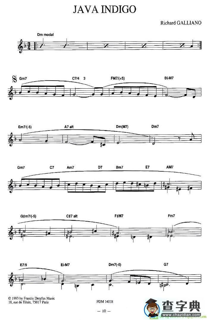 JAVA INDIGO手风琴谱(理查德·加里亚诺（Richard作曲)