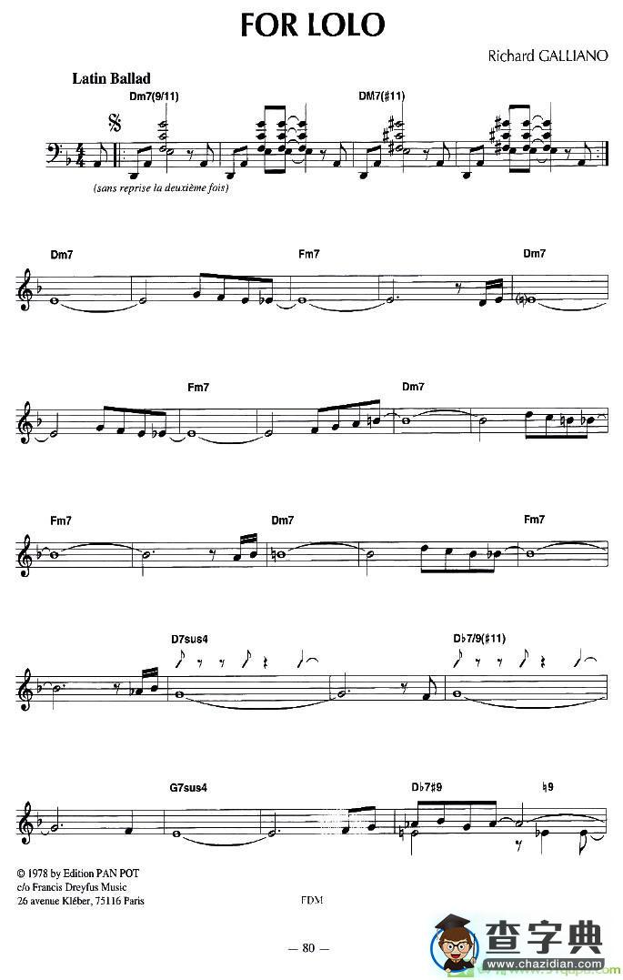FOR LOLO手风琴谱(理查德·加里亚诺（Richard作曲)