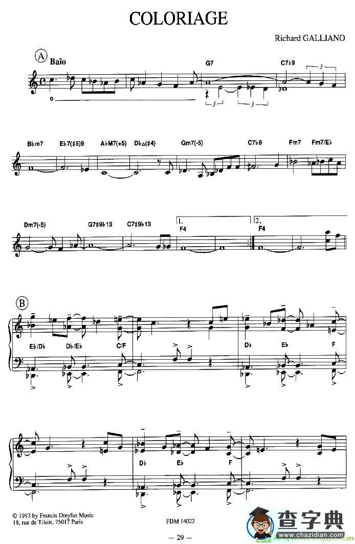 COLORIAGE手风琴谱(理查德·加里亚诺（Richard作曲)