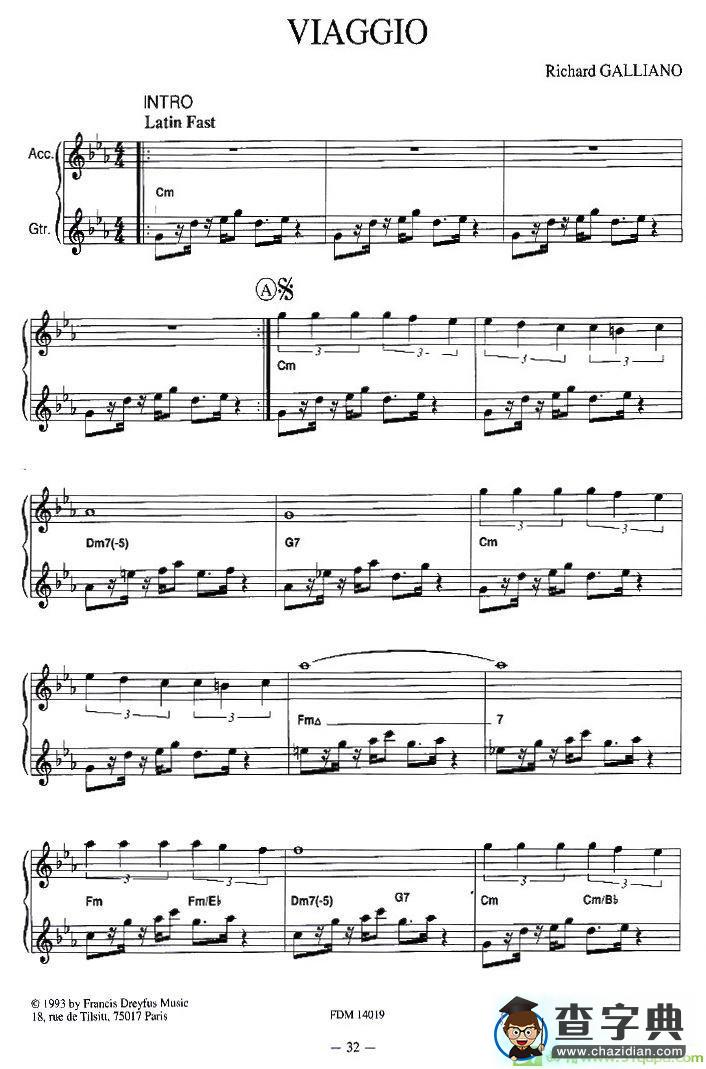 VIAGGIO手风琴谱(理查德·加里亚诺（Richard作曲)