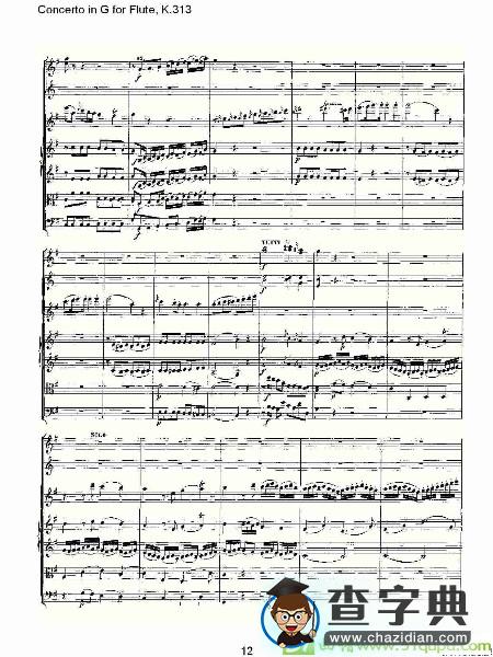 Concerto in G for Flute, K.313长笛谱