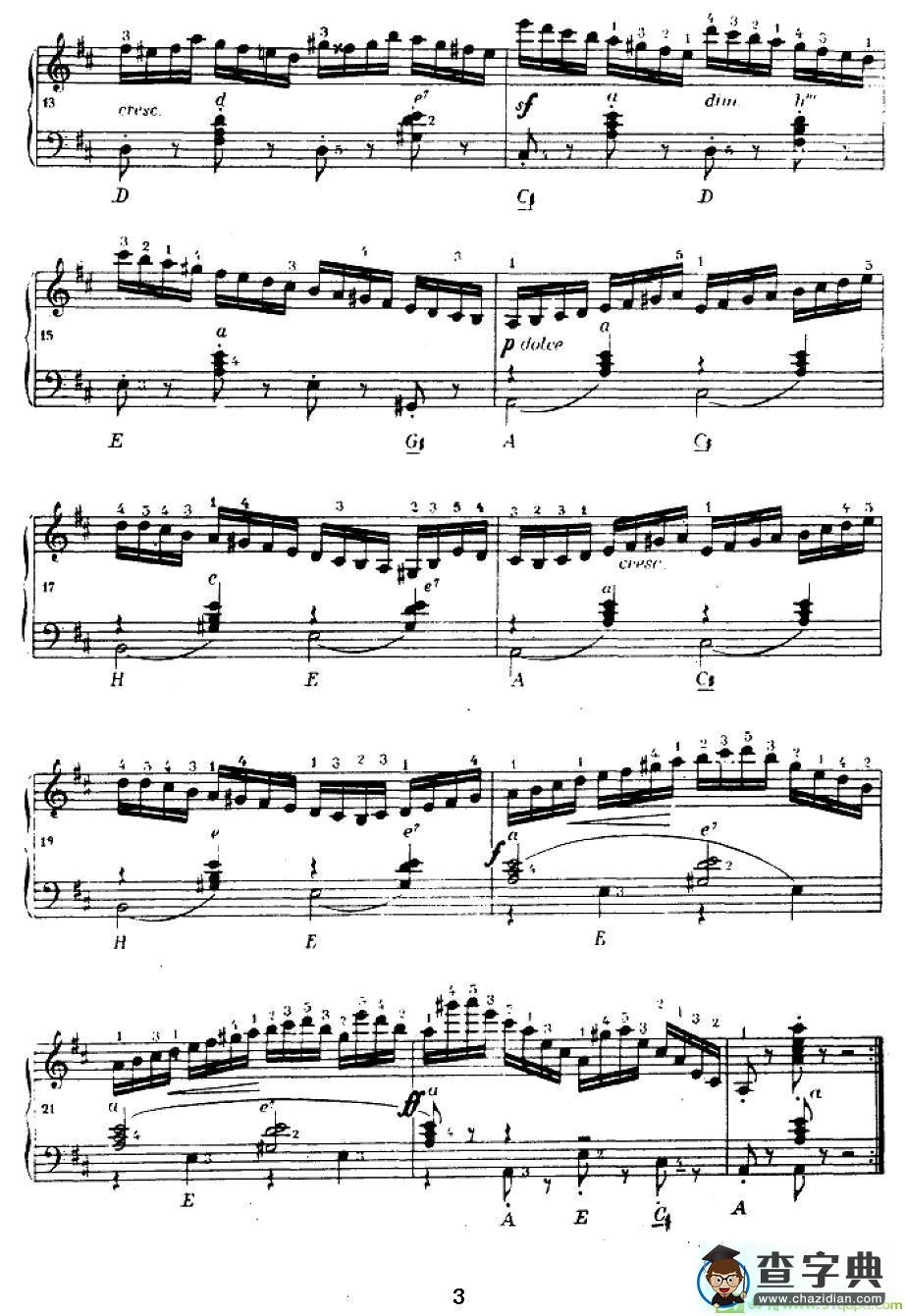 手风琴练习曲手风琴谱(卡尔·车尔尼作曲)