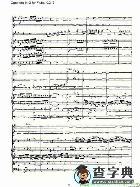 Concerto in G for Flute, K.313长笛谱