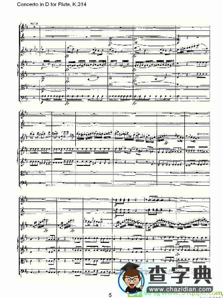 Concerto in D for Flute, K.314长笛谱