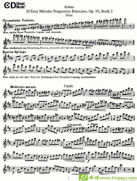 柯勒练习曲作品93号长笛谱