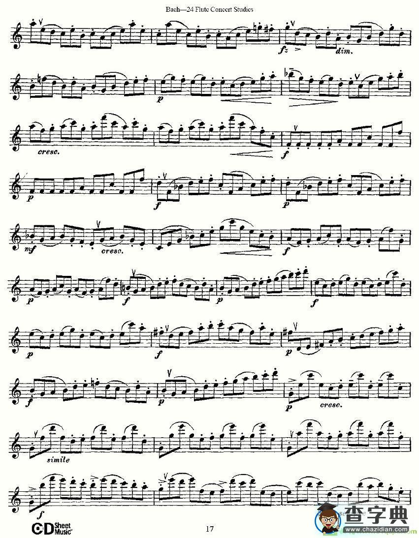 Bach-24 Flutc Concert Studies 之6—10长笛谱(Bach（巴赫）作曲)