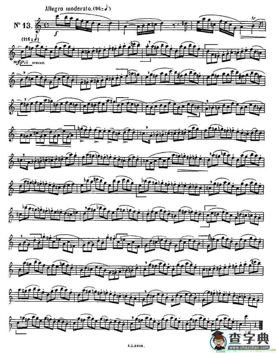 15首如歌的练习曲之11—15长笛谱(克洛捷作曲)