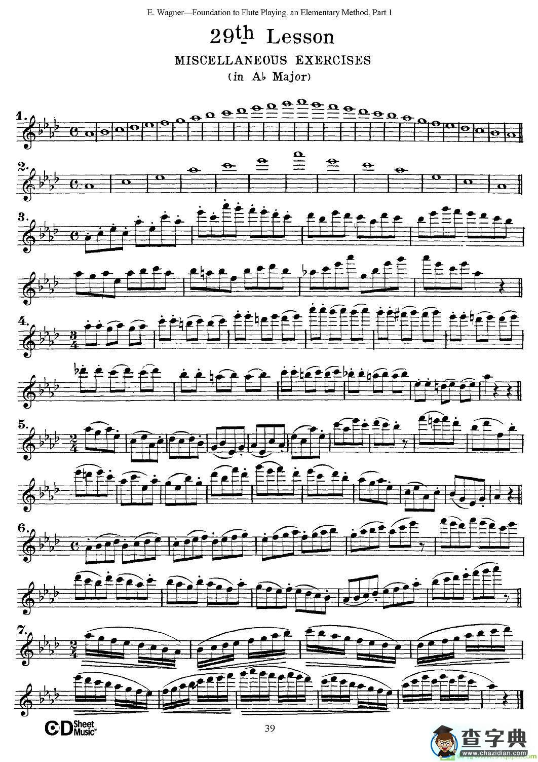 长笛演奏基础教程练习长笛谱(E·Wagner作曲)