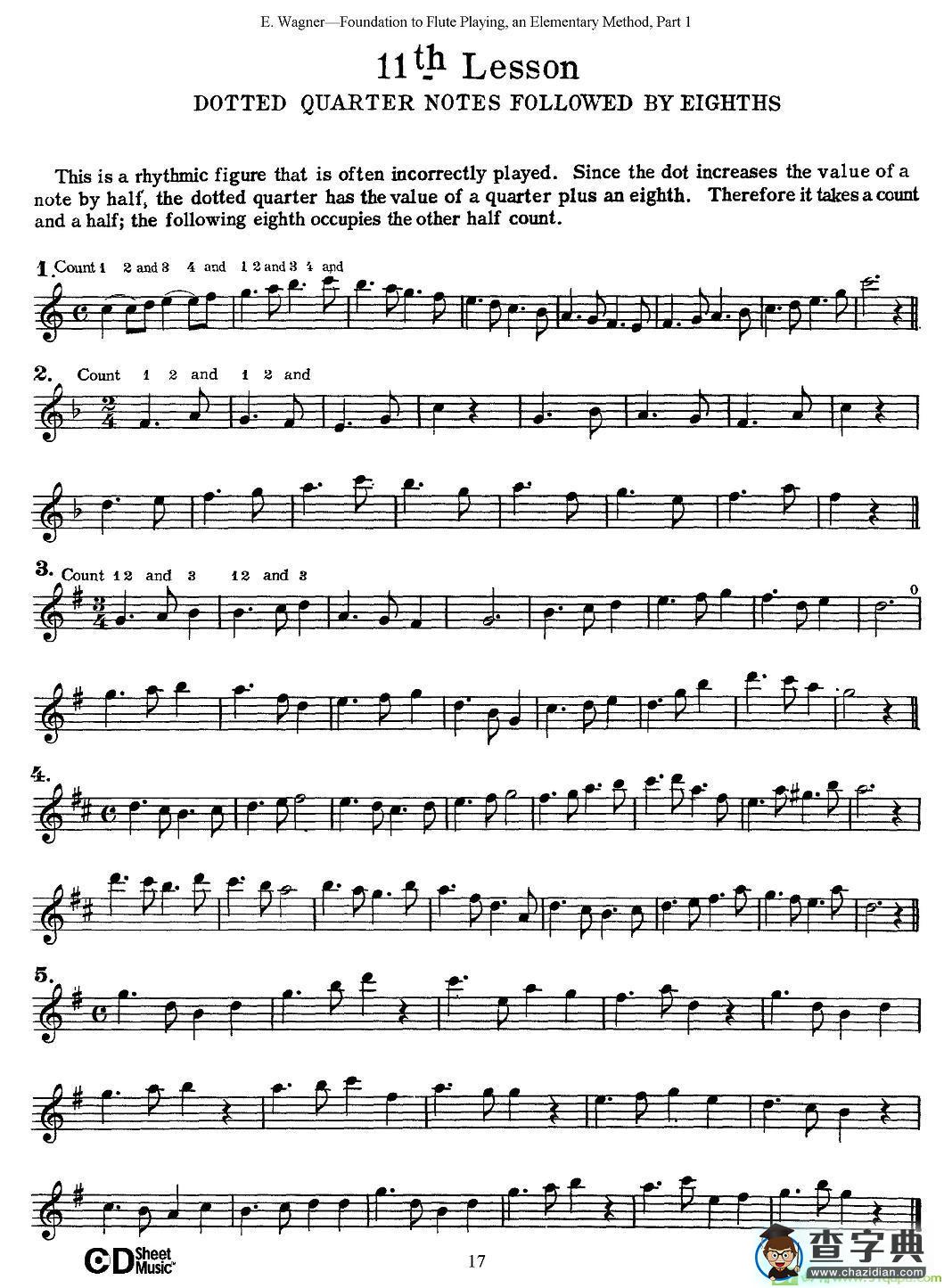 长笛演奏基础教程练习长笛谱(E·Wagner作曲)