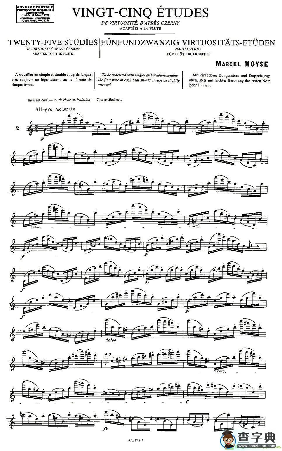 Moyse - 25 Studies after Czerny flute  [2]长笛谱(Moyse作曲)