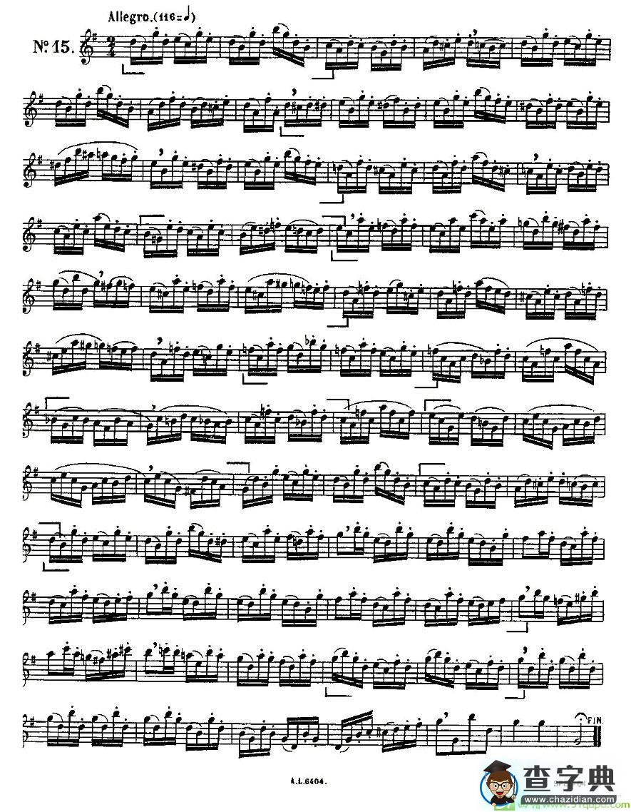 15首如歌的练习曲之11—15长笛谱(克洛捷作曲)