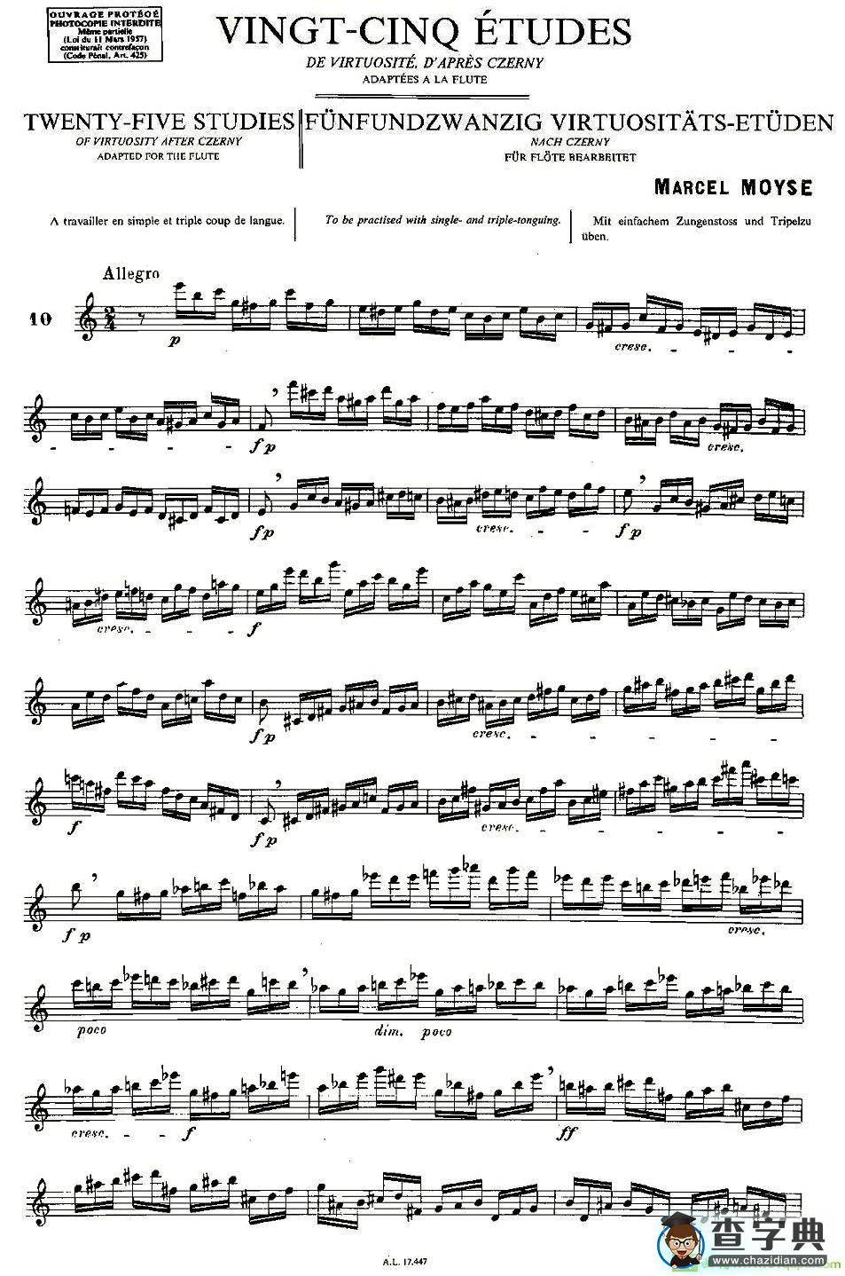 Moyse - 25 Studies after Czerny flute  [10]长笛谱(Moyse作曲)