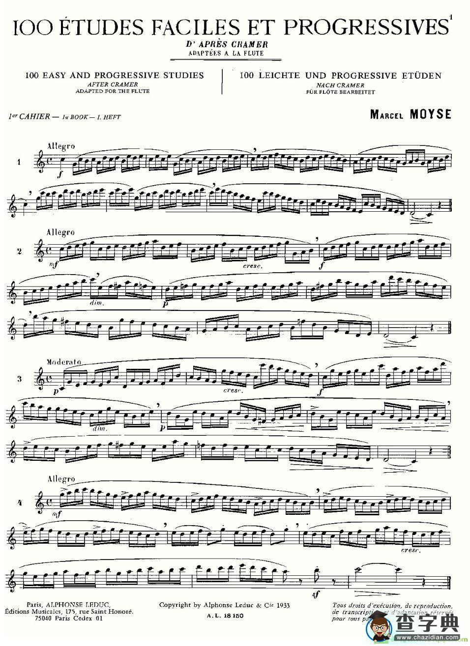 moyse - 100首练习曲之1—14长笛谱(moyse作曲)