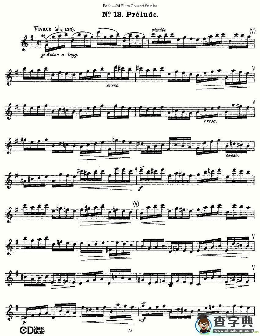 Bach-24 Flutc Concert Studies 之11—15长笛谱(Bach（巴赫）作曲)