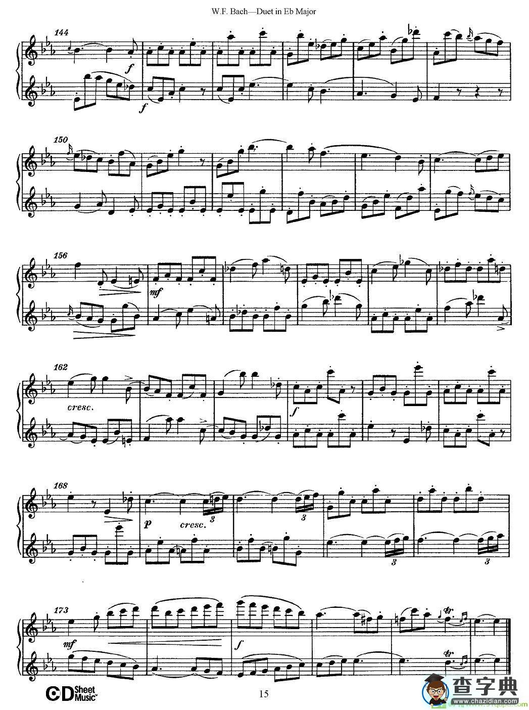 Eb大调二重奏长笛谱(W.F.Bach（作曲)