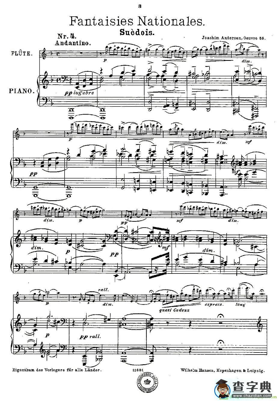 Fantaisies nationales. Op. 59, 4. 长笛谱(Andersen（安德森）作曲)