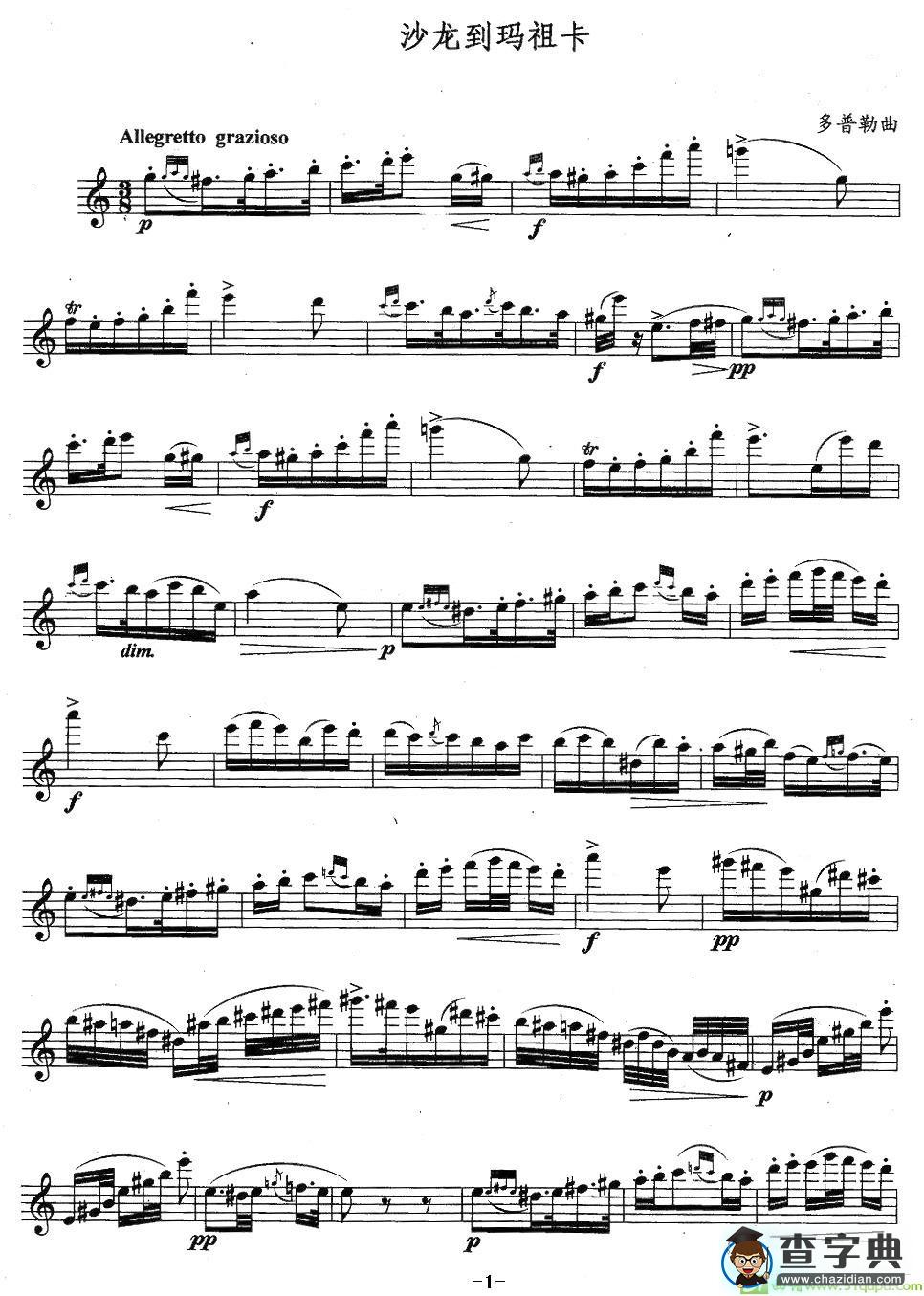 沙龙到玛祖卡长笛谱(多普勒作曲)