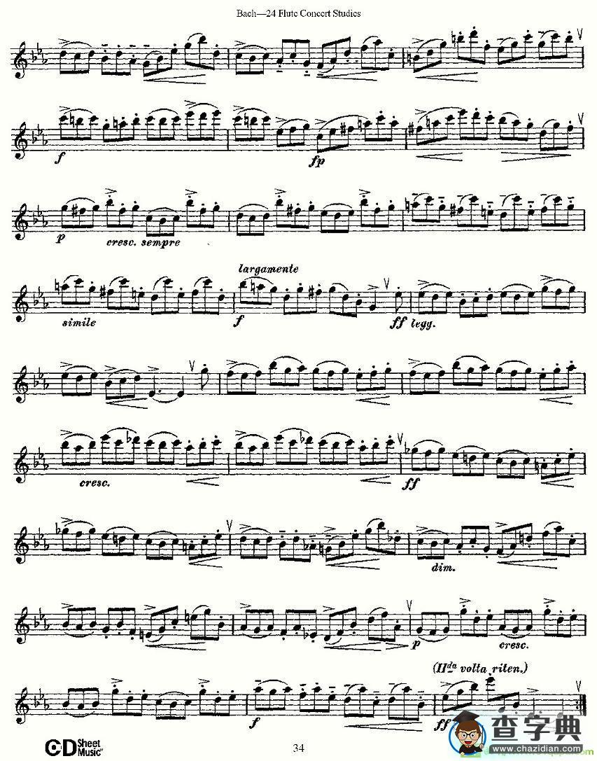 Bach-24 Flutc Concert Studies 之16—19长笛谱(Bach（巴赫）作曲)