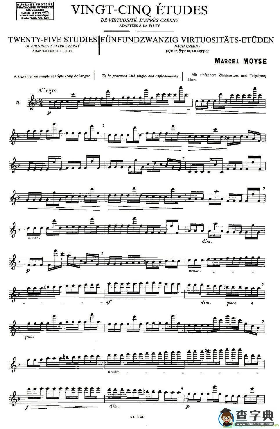 Moyse - 25 Studies after Czerny flute [5]长笛谱