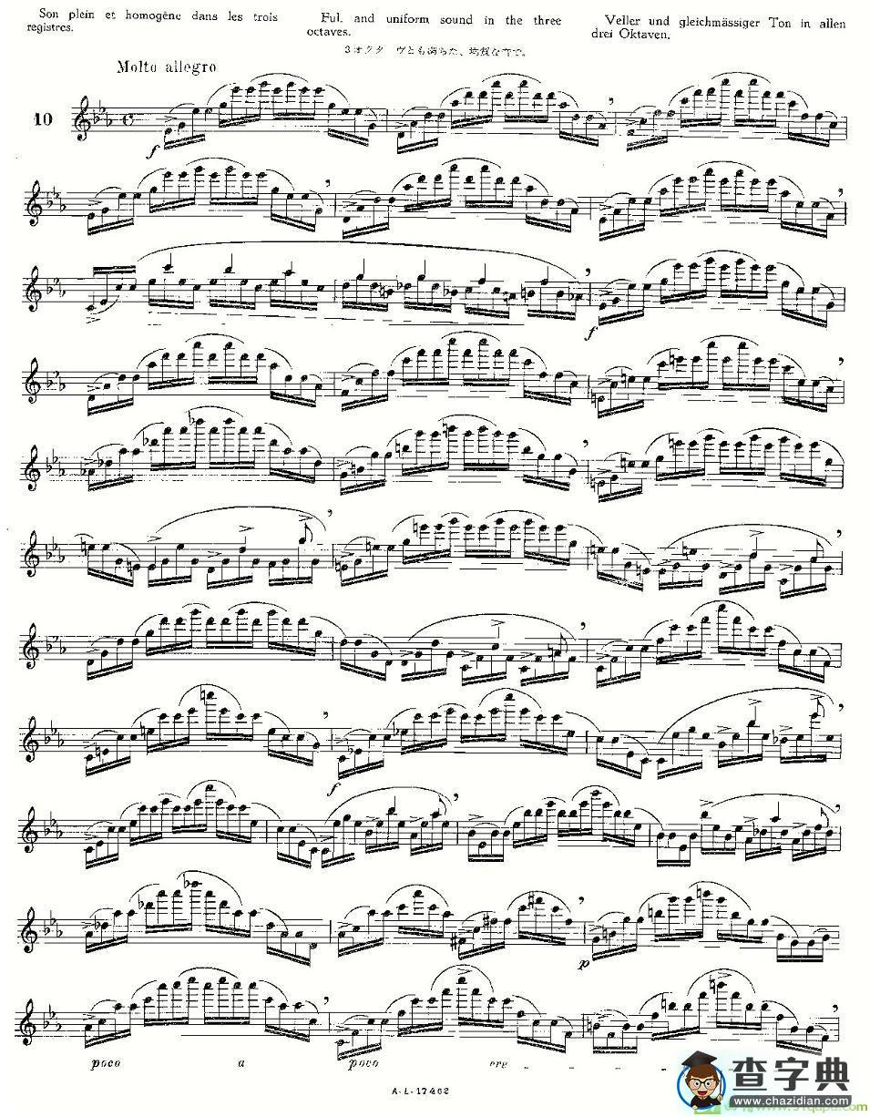 12首大技巧练习曲之10长笛谱(Moyse（莫伊斯）作曲)