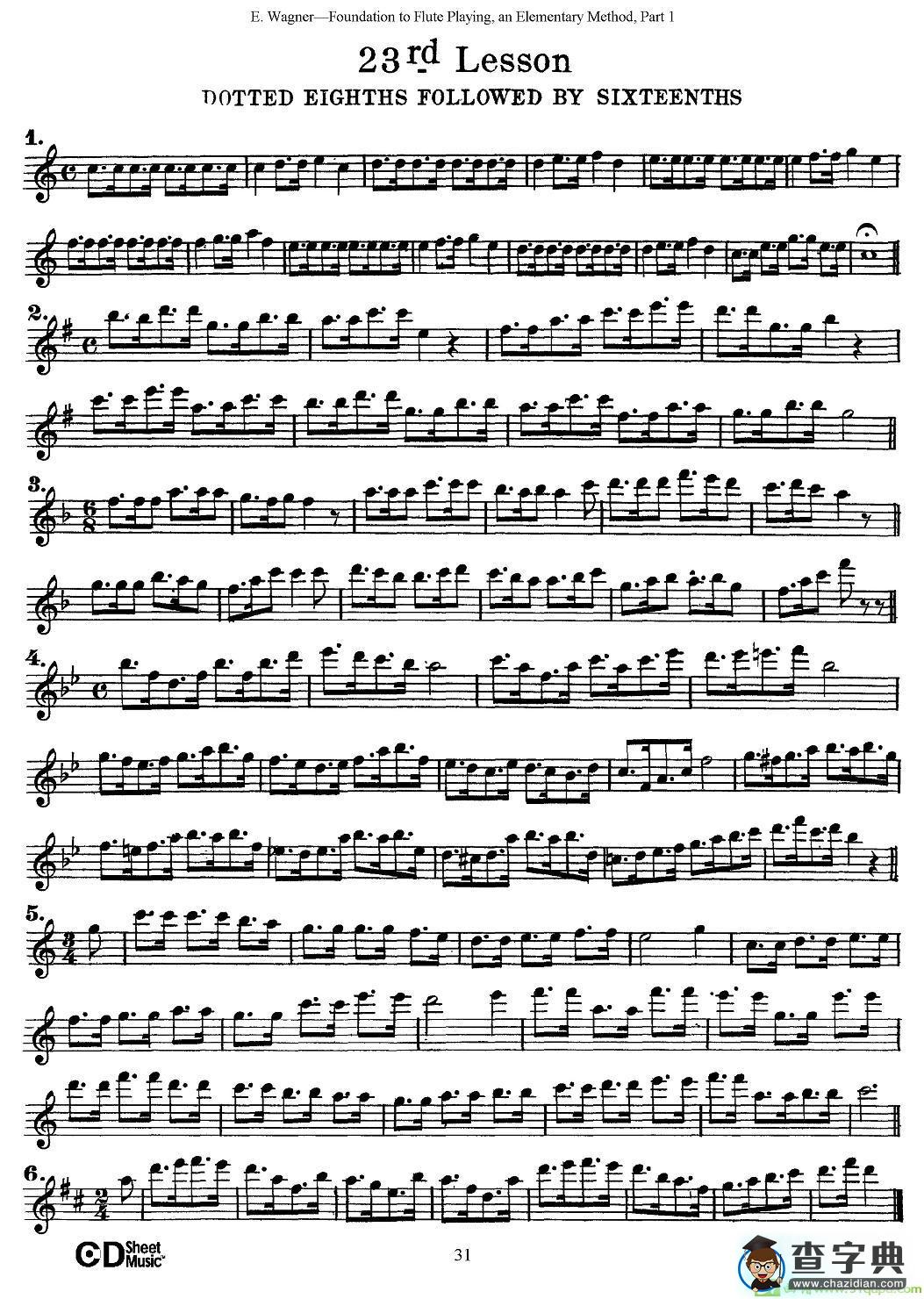 长笛演奏基础教程练习长笛谱(E·Wagner作曲)