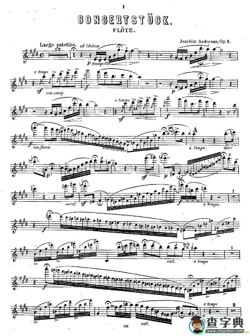 Concertstück . Op. 3. - flute part only长笛谱