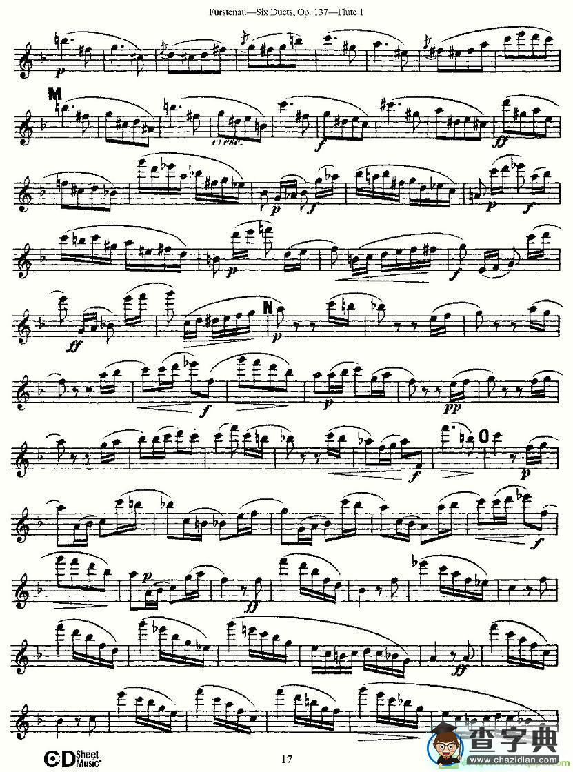 Six Duets, Op.137 之三长笛谱(Furstenau作曲)