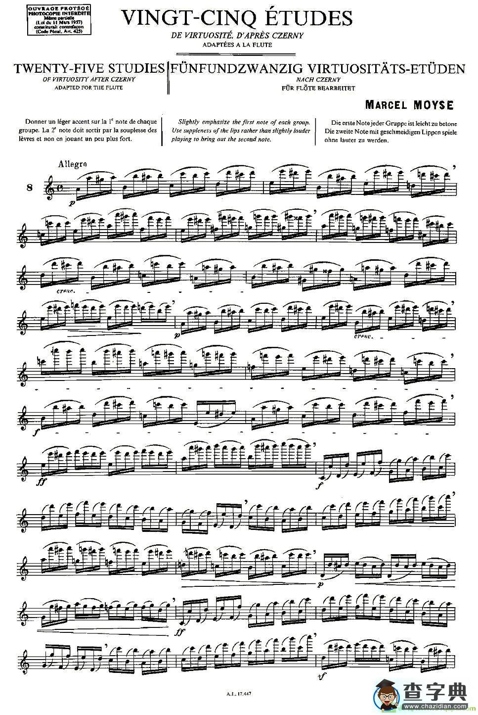 Moyse - 25 Studies after Czerny flute  [8]长笛谱(Moyse作曲)