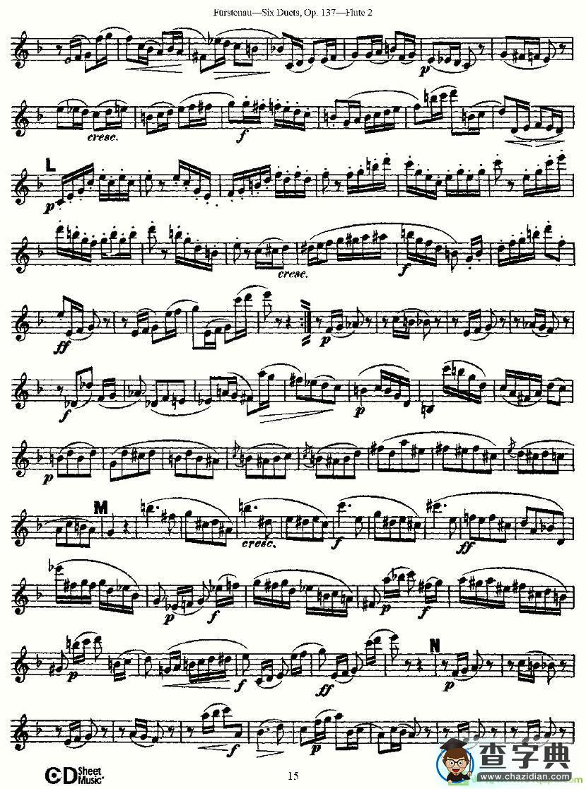 Six Duets, Op.137 之三长笛谱(Furstenau作曲)
