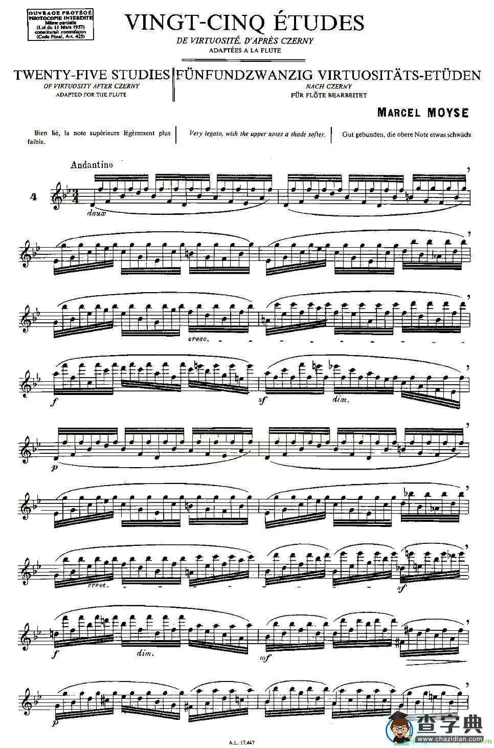 Moyse - 25 Studies after Czerny flute [4]长笛谱(Moyse作曲)
