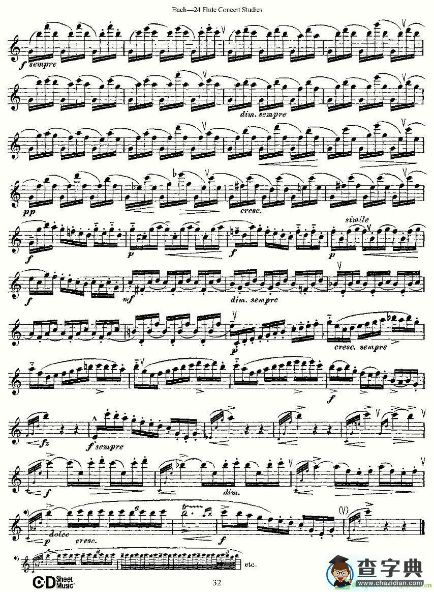 Bach-24 Flutc Concert Studies 之16—19长笛谱(Bach（巴赫）作曲)