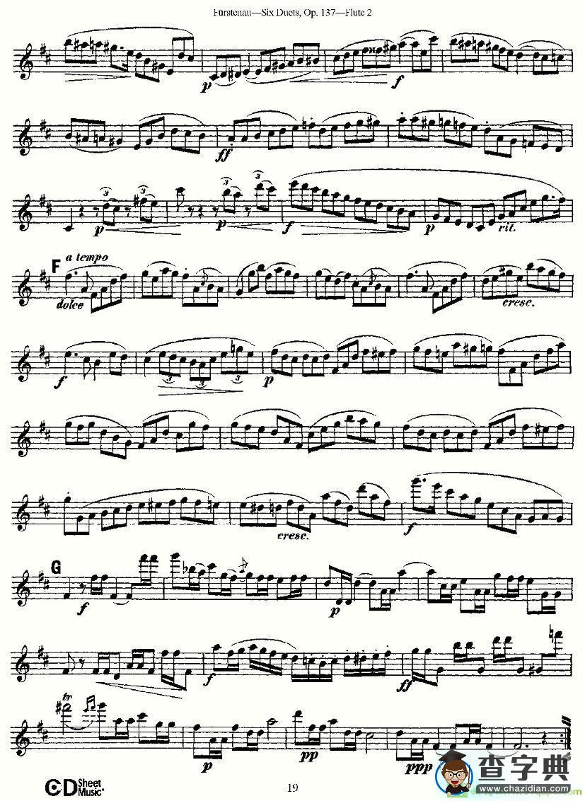 Six Duets, Op.137 之四长笛谱(Furstenau作曲)