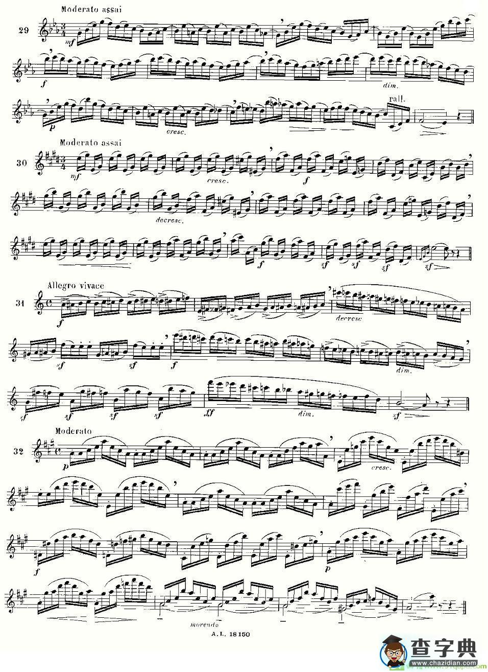 简易音阶练习100首之20-36长笛谱(莫伊斯Moyse作曲)