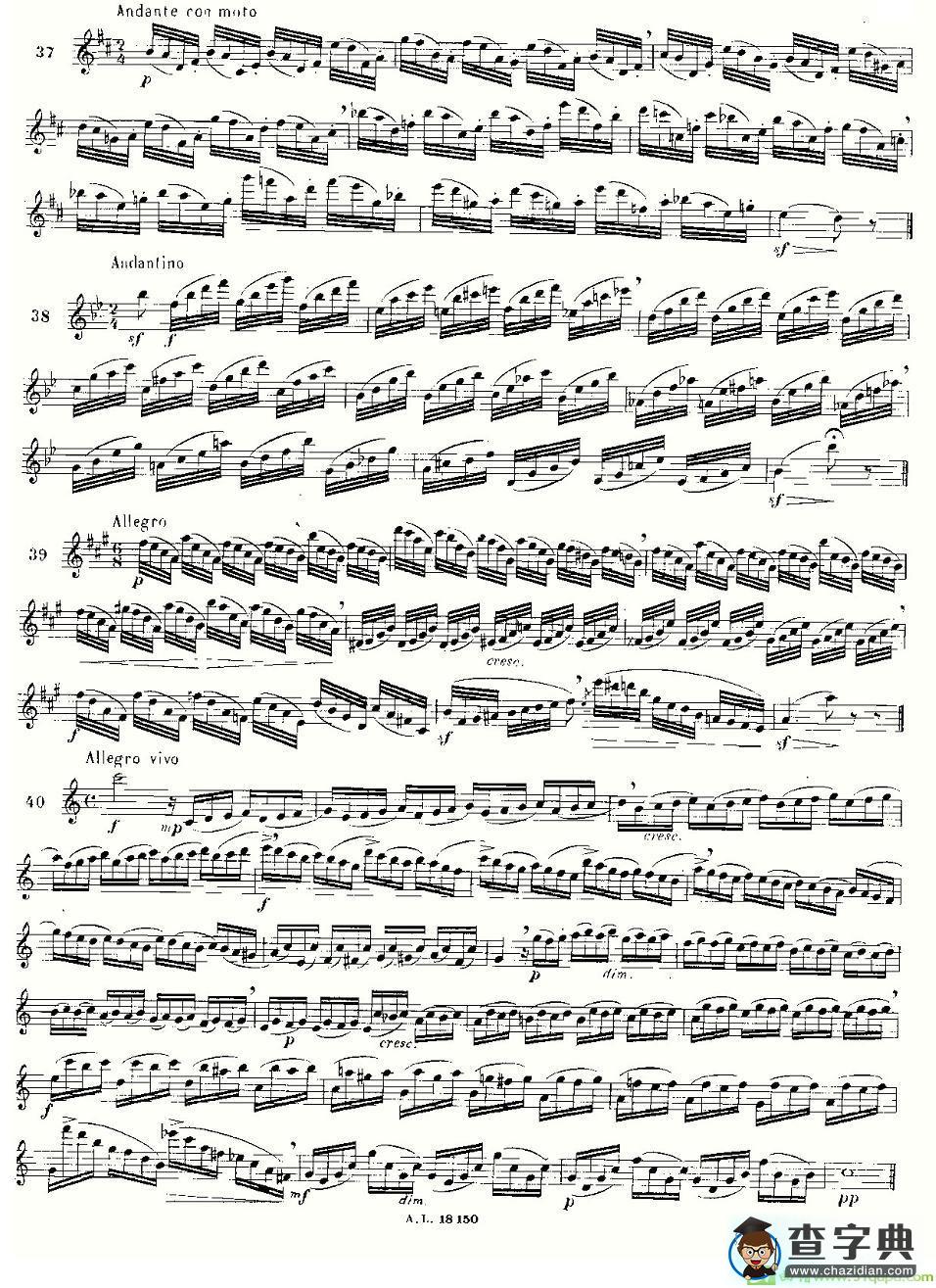 简易音阶练习100首之37-49长笛谱(莫伊斯Moyse作曲)