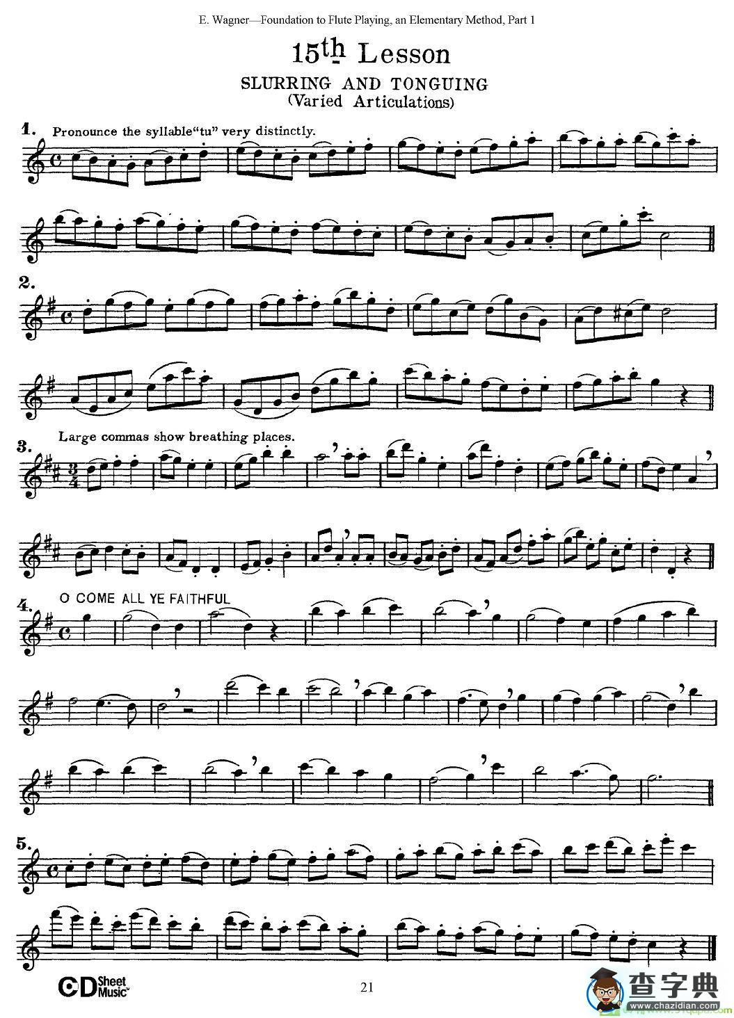 长笛演奏基础教程练习长笛谱(E·Wagner作曲)