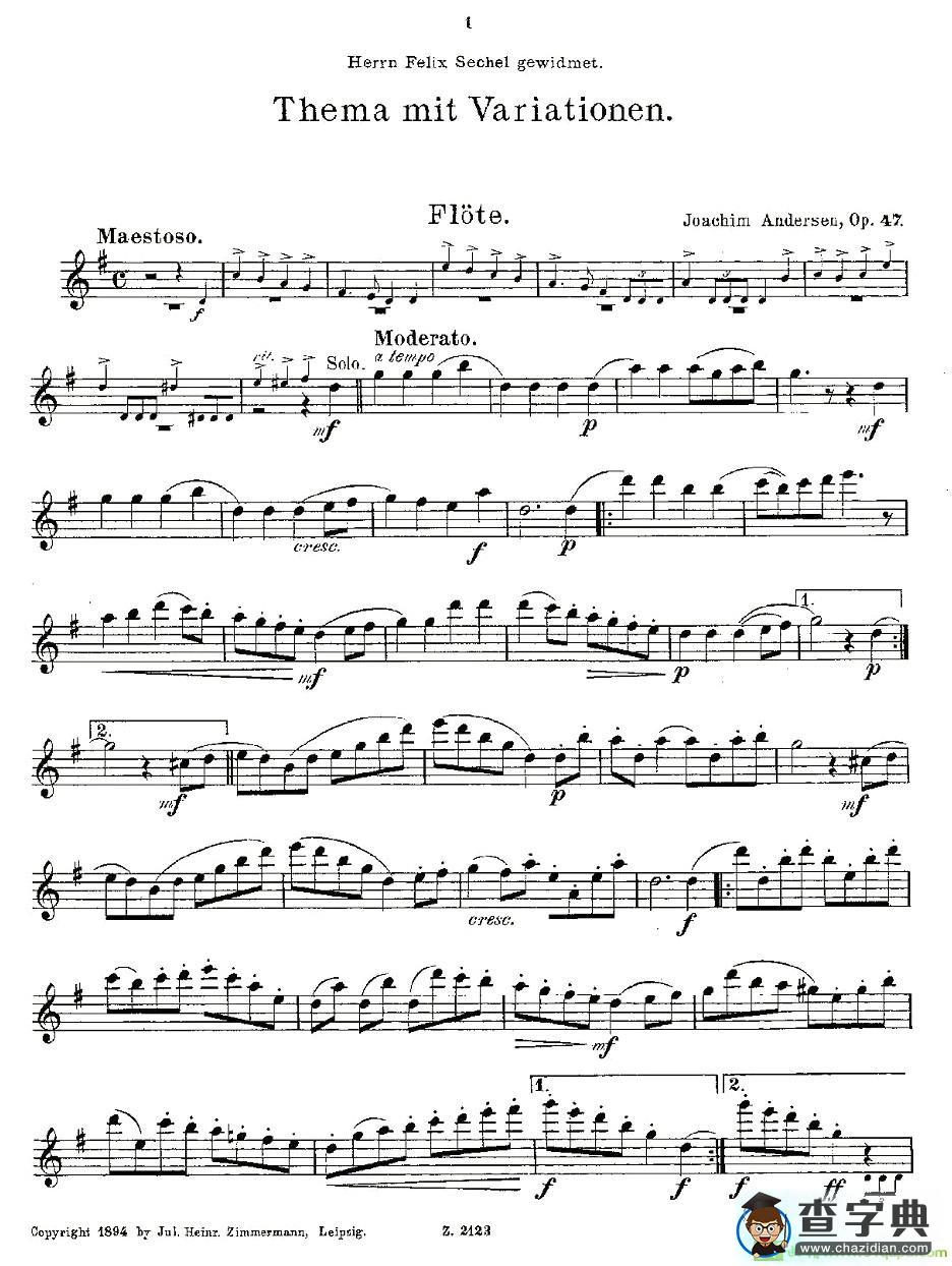 Solovortrag fur junge Flotenspieler.Op.47长笛谱