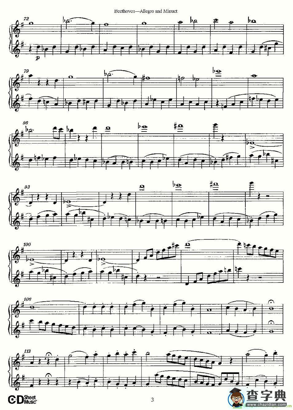 Allegro and Minuet长笛谱(Beethoven（贝多芬）作曲)