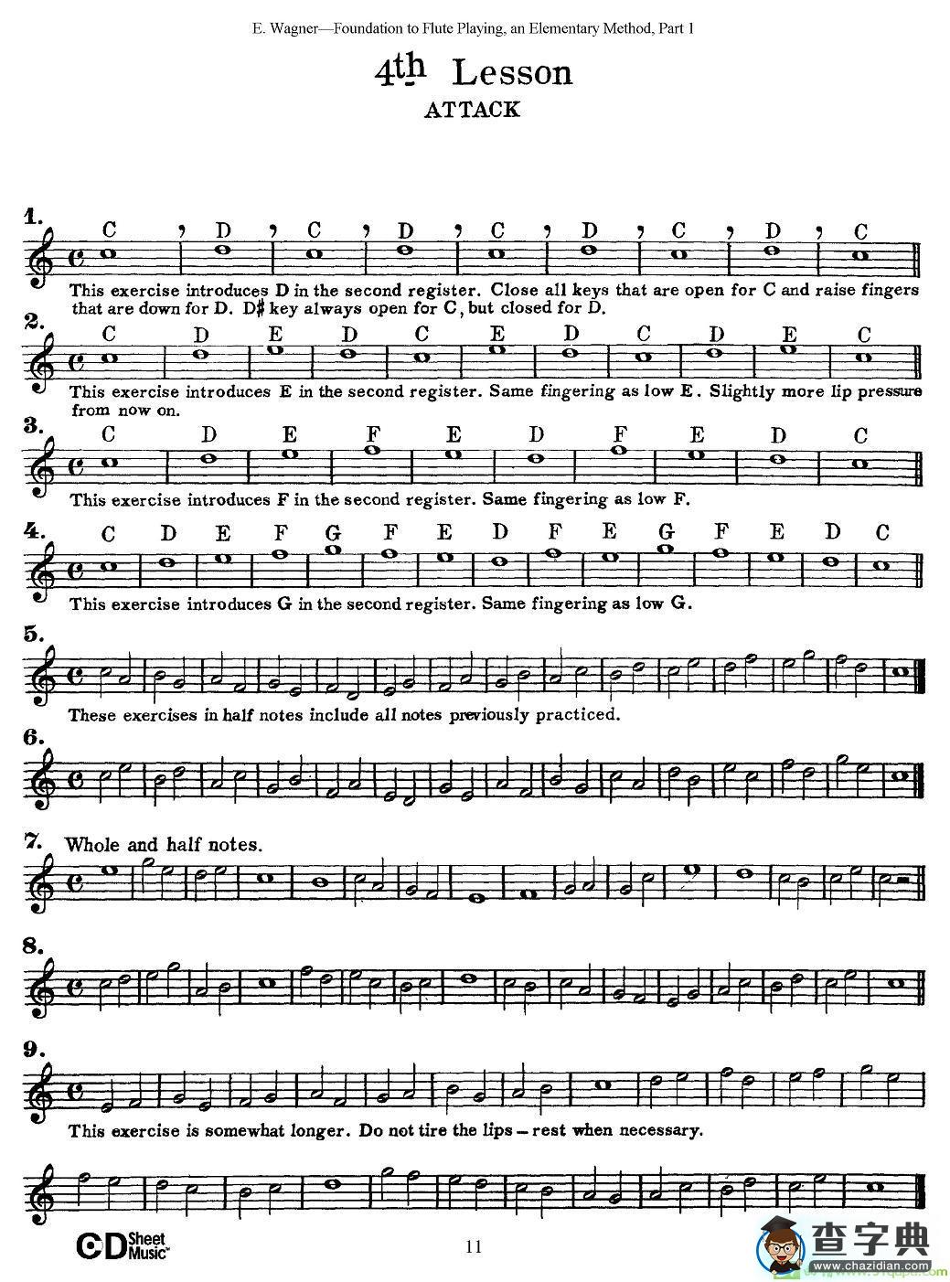 长笛演奏基础教程练习长笛谱(E·Wagner作曲)