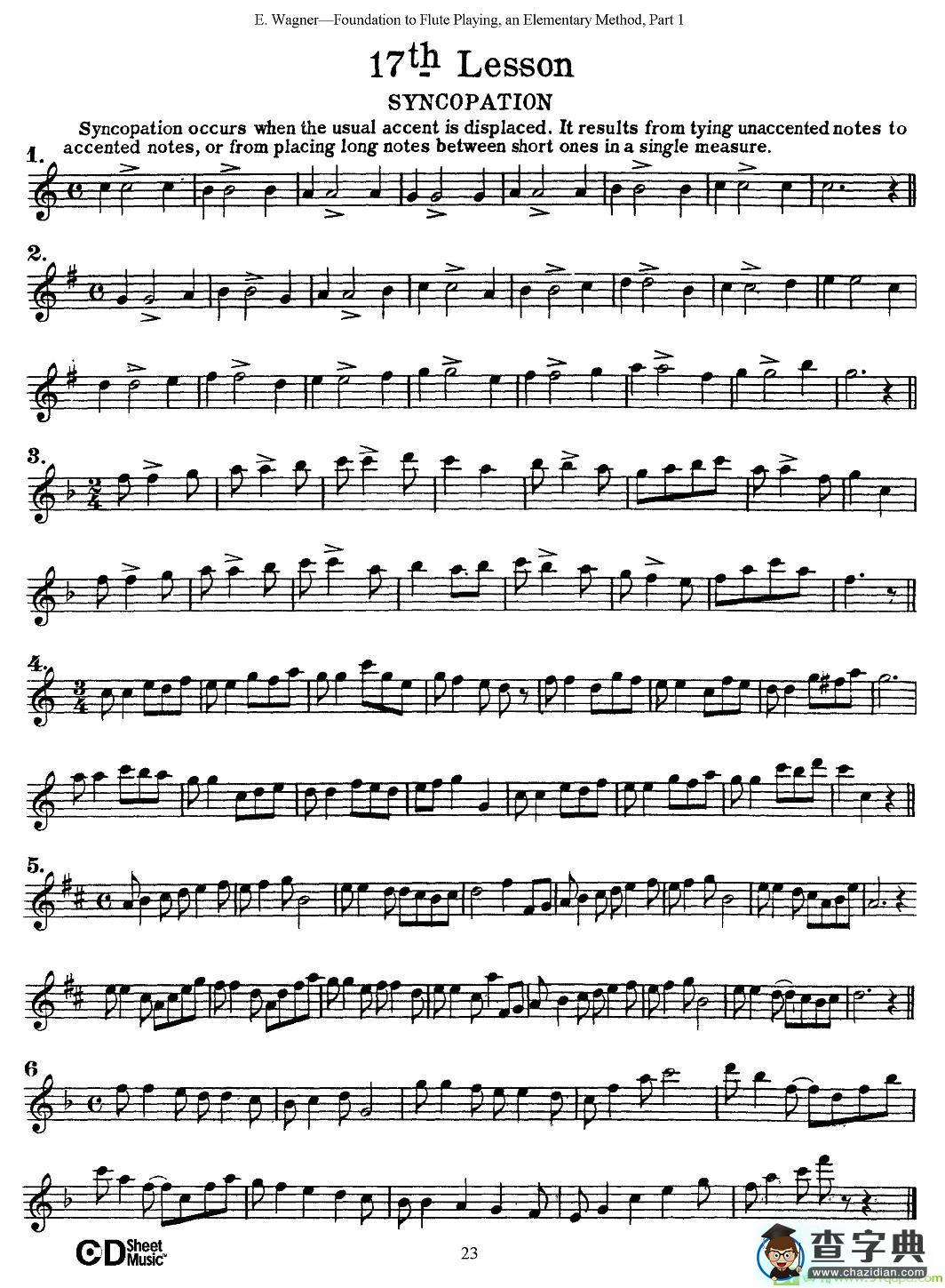 长笛演奏基础教程练习长笛谱(E·Wagner作曲)